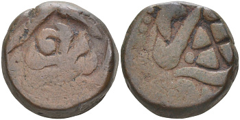 Индия, Кишангарх (Kishangarh) 1 такка ND Muhammad Akbar II (AH1221-1253) (1806-1837), Mughal Issae, вес 16,25 гр. KM 5 медь 1087-10-34