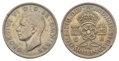 Великобритания 1 шиллинг 1948 Георг VI (1936-1952), Шотландский герб KM 864, Spink 4104 медно-никель 3336-953