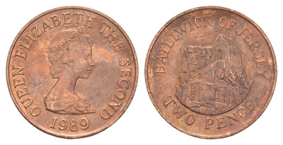Джерси 2 пенса 1989 Елизавета II (1952-2022), Сент-Хелиер KM 55 бронза aUNC 4652-537
