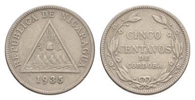 Никарагуа 5 сентаво 1935 KM 12 медно-никель 1528-1224