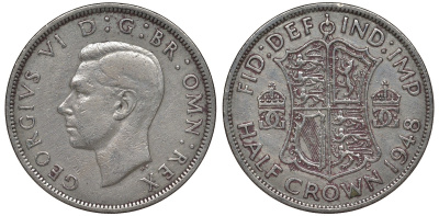 Великобритания 1/2 кроны 1948 Георг VI (1936-1952) KM 866, Spink 4101 медно-никель 4131-616