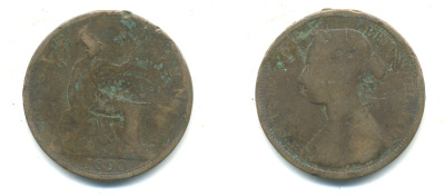 Великобритания 1/2 пенни 1890 Виктория (1837-1901) KM 754, Spink 3956 бронза 4383-334