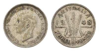 Австралия 3 пенса 1948 Георг VI (1936-1952) KM 37a серебро 4669-551