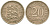 Эстония 20 центов 1935 Республика (1918-1941) KM 17 никель бронза 4615-1121