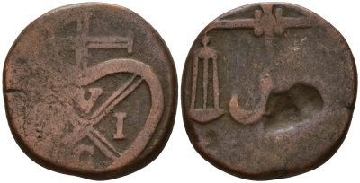 Британская Индия 1/2 пайса 1802-1829 Бомбейское президентство KM 197 медь 00-00