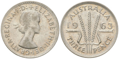 Австралия 3 пенса 1963 Елизавета II (1952-2022) KM 57 серебро 4623-138
