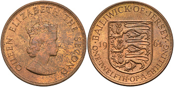 Джерси 1/12 шиллинга 1964 Елизавета II (1952-2022) KM 21 бронза aUNC 4367-241