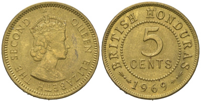 Британский Гондурас 5 центов 1969 KM 31 никель латунь UNC 4618-1261