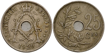 Бельгия 25 сантимов 1929 Belgie, Альберт I (1909-1934) KM 69 медно-никель 33-1145