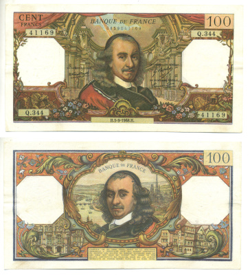 ФРАНЦИЯ 100 ФРАНКОВ 1968 5 СЕНТЯБРЯ 1968 Pick 149c бумага аUNC 3295-35-1