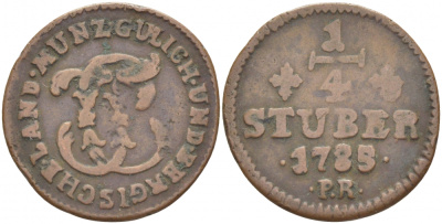 Юлих-Берг 1/4 штюбера 1785 PR KM 205 медь 77-127