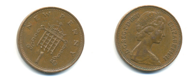 Великобритания 1 пенни 1980 Елизавета II (1952-2022) KM 915, Spink 4237 (B1) бронза 177-1121