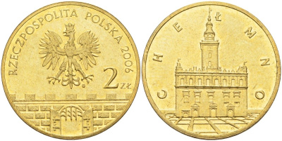 Польша 2 злотых 2006 MW, серия польские города, Хелмно (Chelmno) KM 545 нордик UNC 4676-346