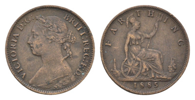 Великобритания 1 фартинг 1885 Виктория (1837-1901) KM 753, Spink 3958 бронза 4664-237