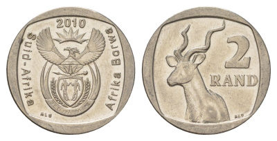 ЮАР 2 ранда 2010 KM 498 медь плакированная никелем UNC 4628-235