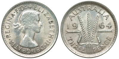 Австралия 3 пенса 1964 Елизавета II (1952-2022) KM 57 серебро 71-1019