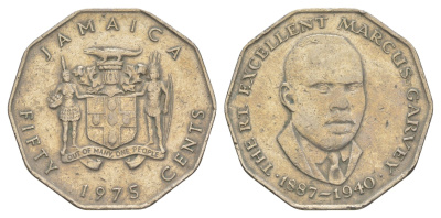 Ямайка 50 центов 1975 Маркус Гаврей (1887-1940) KM 65 медно-никель 4112-415