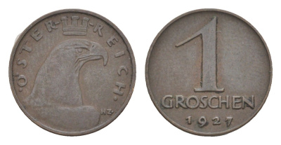 Австрия 1 грош 1927 KM 2836 бронза 4549-1233