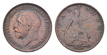 Великобритания 1 фартинг 1926 Георг V (1910-1936) KM 825, Spink 4061 бронза 4659-825