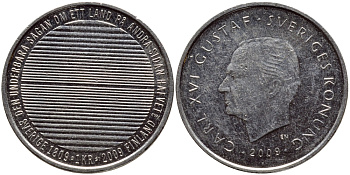 Швеция 1 крона 2009 Карл XVI Густав (1973- ) KM 894 медно-никель 4681-823