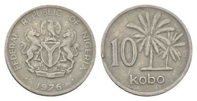Нигерия 10 кобо 1976 пальмы KM 10.1 медно-никель 4679-633