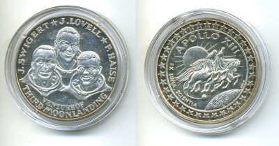 США медаль 1970 космос, Аполлон 13, 50,05 гр, 50 мм серебро PROOF 1079-7-31