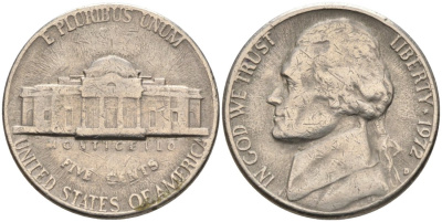 США 5 центов 1972 D, Джеферсон КМ А192 медно-никель 4573-144