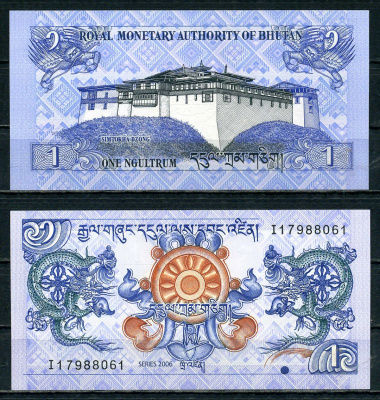 Бутан 1 нгултрум 2006 Pick 27 a бумага UNC (пресс) 2192-25-1-1