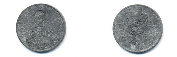 Дания 2 эре 1957 C; S, Фредерик IX (1947-1972) KM 840.2 цинк 4379-729