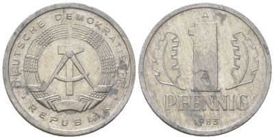 ГДР 1 пфенниг 1983 А KM 8.2 алюминий 4623-445