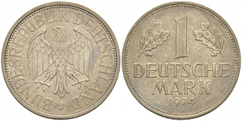 ФРГ 1 МАРКА 1976 F KM 110 J 385 медно-никель 3996-735