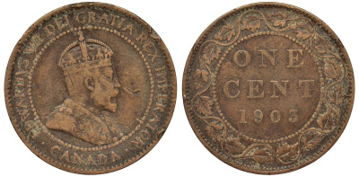 Канада 1 цент 1903 Эдуард VII (1901-1910) KM 8 бронза 4556-413