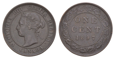 Канада 1 цент 1897 Виктория (1837-1901) KM 7 бронза 1518-1422