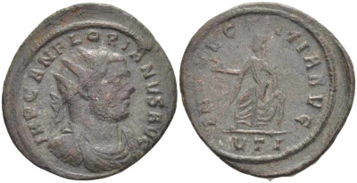 Римская Империя аврелианиан 276 Флориан INDVLGENTIA AVG Тицин Good Very fine (rare) RIC 67 var бронза 1073-17-64