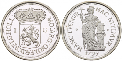 НИДЕРЛАНДЫ МЕДАЛЬ ND 1 ГУЛЬДЕН 1795 серебро PROOF 1082-1-54