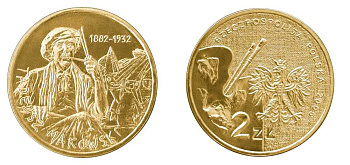 Польша 2 злотых 2005 MW, серия польские художники, Тадеуш Маковский (1882-1932) KM 541, Parchimowicz 961 латунь UNC 603-925