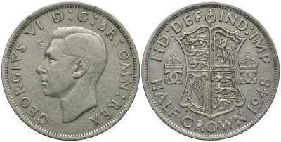 Великобритания 1/2 кроны 1948 Георг VI (1936-1952) KM 866, Spink 4101 медно-никель 4111-1135