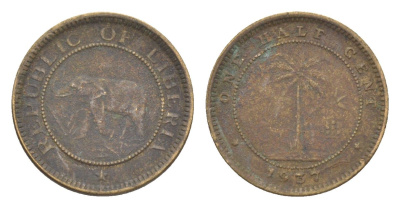 Либерия 1/2 цента 1937 KM 10 латунь 4614-837