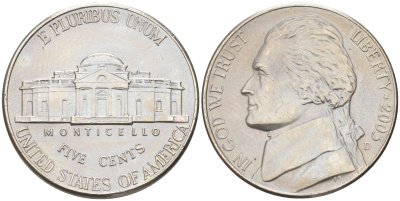 США 5 ЦЕНТОВ 2005 D ДЖЕФФЕРСОН KM A192 медно-никель 190-216