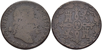 Испания 8 мараведи 1831 Фердинанд VII (1808-1833) KM 486.1 (С118) медь    3460-224