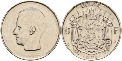 Бельгия 10 франков 1978 Belgie KM 156.1 никель    4187-513