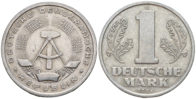 ГДР 1 марка 1956 A KM 13 алюминий 4601-511