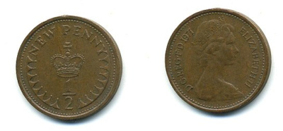 Великобритания 1/2 пенни 1971 Елизавета II (1952-2022) КМ 914, Spink 4239 бронза 4110-1619