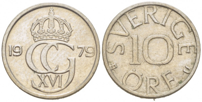Швеция 10 эре 1979 U Карл XVI Густав (1973- ) KM 850 медно-никель 3955-339