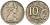 Австралия 10 центов 1971 Елизавета II (1952-), птица лирахвост KM 65 медно-никель 4364-1957
