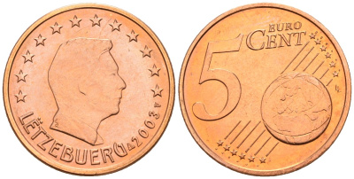 Люксембург 5 евроцентов 2003 KM 77 сталь плакированная медью UNC 4147-816