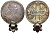 Россия 1 рубль 1728 Петр II (1727-1730), подвеска с камнем, Кадашевский монетный двор Биткин 49, KM 182.2, Dav. 1668 серебро   00-813-81