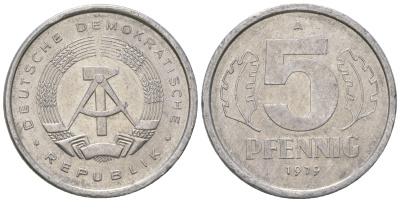 ГДР 5 пфеннигов 1979 A алюминий 4615-1268