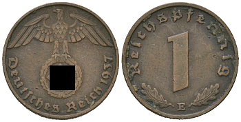 Германия 1 рейхспфенниг 1937 E KM 89, J. 361 бронза 4613-117