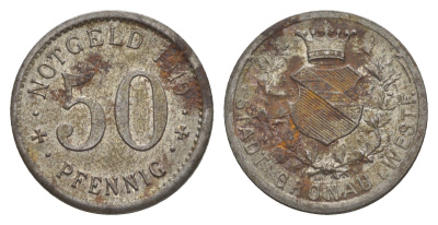 Гронау 50 пфеннигов 1919 Funck 173.3, Men05 9685.3 железо 1526-833